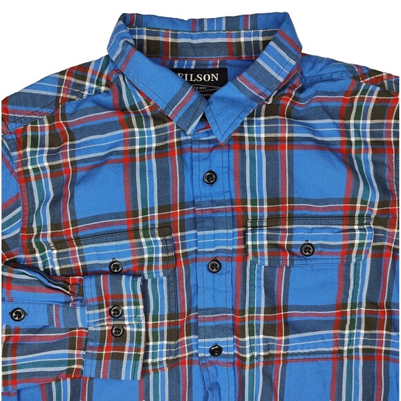 CC Filson Plaid Flannel Blue Button Front Shirt Mens Size Small - Picture 1 of 6